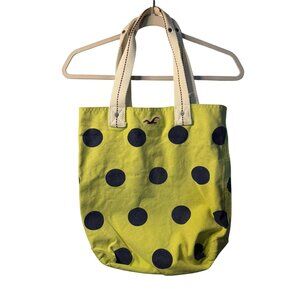 Vintage Hollister Tote Bag Y2K Green Blue Polka Dot Canvas Retro Beach Aesthetic
